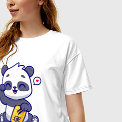 Футболка оверсайз женская Cute panda, цвет: белый — фото 2