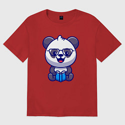 Женская футболка оверсайз Панда с книгой