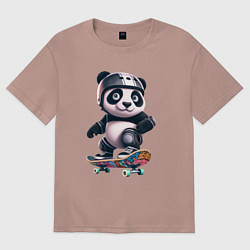 Футболка оверсайз женская Cool panda on a skateboard - extreme, цвет: пыльно-розовый