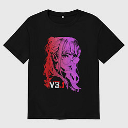 Женская футболка оверсайз Девушка в градиенте