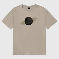 Женская футболка оверсайз Планета арт, коричневая с кольцом