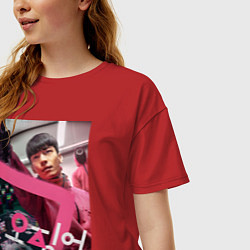 Футболка оверсайз женская Игра в кальмара Ви Хаджун, цвет: красный — фото 2