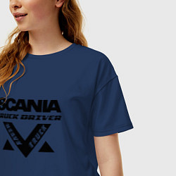 Футболка оверсайз женская Scania дальнобойщик король дорог, цвет: тёмно-синий — фото 2