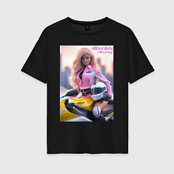Футболка оверсайз женская Barbie racing - Kawasaki Ninja, цвет: черный