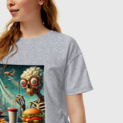 Футболка оверсайз женская The negative effects of eating fast food, цвет: меланж — фото 2