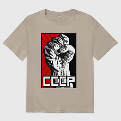 Женская футболка оверсайз СССР - кулак коммунизма