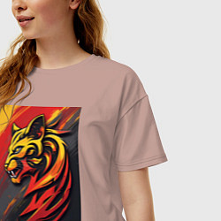 Футболка оверсайз женская Леопард в огненном вихре, цвет: пыльно-розовый — фото 2