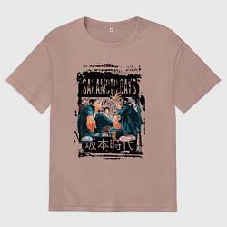 Женская футболка оверсайз Дни сакамото с главными героями