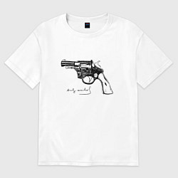 Женская футболка оверсайз Andy Warhol revolver sketch
