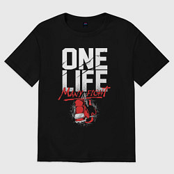 Футболка оверсайз женская One life many fight, цвет: черный