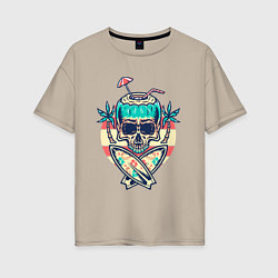 Футболка оверсайз женская Skull summer, цвет: миндальный