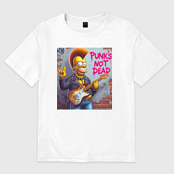 Женская футболка оверсайз Homer Simpson - punks not dead