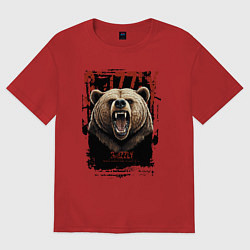 Женская футболка оверсайз Медведь гризли