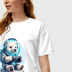 Футболка оверсайз женская Белый медвежонок - киберспорт, цвет: белый — фото 2