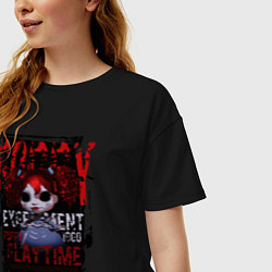 Футболка оверсайз женская Кукла Поппи из Poppy Playtime, цвет: черный — фото 2