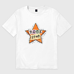 Женская футболка оверсайз Оранжевая рок звезда