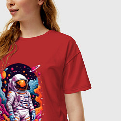 Футболка оверсайз женская Космонавт, цвет: красный — фото 2