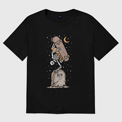 Женская футболка оверсайз Скейтер на кладбище