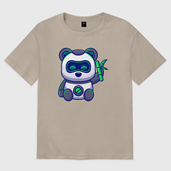 Футболка оверсайз женская Панда робот, цвет: миндальный