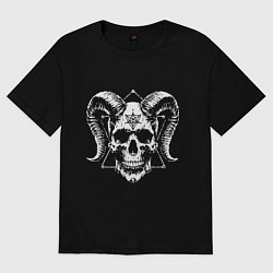 Женская футболка оверсайз Рогатый череп