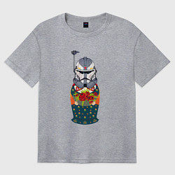 Женская футболка оверсайз Матрешка шлем штурмовика