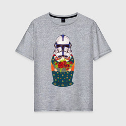 Женская футболка оверсайз Матрешка в шлеме штурмовика звездные войны