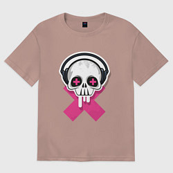 Женская футболка оверсайз Череп в наушниках