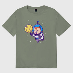 Женская футболка оверсайз Белочка в космосе