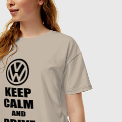 Футболка оверсайз женская Keep Calm & Drive VW, цвет: миндальный — фото 2