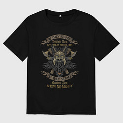 Футболка оверсайз женская Викинг с топорами и вороны, цвет: черный