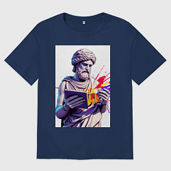 Женская футболка оверсайз Античная статуя и граффити