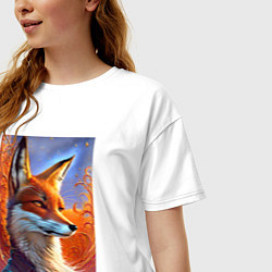 Футболка оверсайз женская Fox fashionista - ai art fantasy, цвет: белый — фото 2