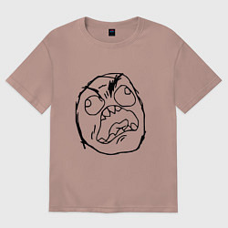 Футболка оверсайз женская Рейдж фейс мем, цвет: пыльно-розовый