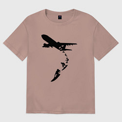 Футболка оверсайз женская Surfer plane, цвет: пыльно-розовый