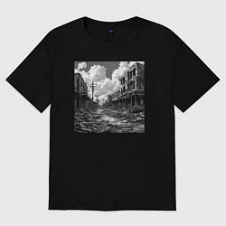 Женская футболка оверсайз Разрушенный город