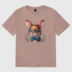 Женская футболка оверсайз Кролик мальчик в очках