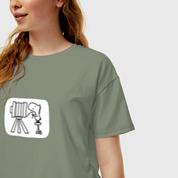 Футболка оверсайз женская Старый фотоаппарат, цвет: авокадо — фото 2