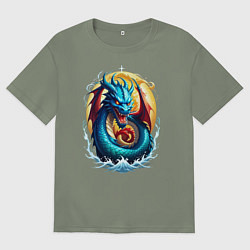 Женская футболка оверсайз Водолей в тени дракона