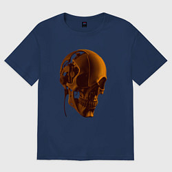 Женская футболка оверсайз Оранжевый череп в тенях