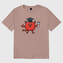 Футболка оверсайз женская Дьяволёнок выпускник, цвет: пыльно-розовый