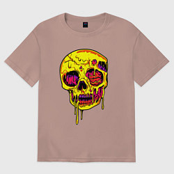 Женская футболка оверсайз Желтый растекшийся череп
