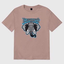 Футболка оверсайз женская Команда слонов, цвет: пыльно-розовый