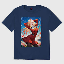 Футболка оверсайз женская Марин Китагава косплей 002 Darling in the Franxx, цвет: тёмно-синий