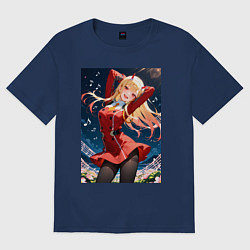 Футболка оверсайз женская Марин Китагава косплей 002 Darling in the Franxx, цвет: тёмно-синий
