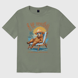 Женская футболка оверсайз Капибара в энергосберегающем режиме