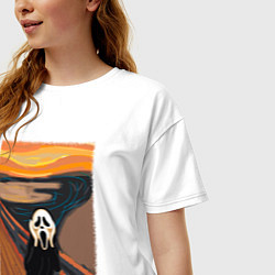 Футболка оверсайз женская Крик картина мунка, цвет: белый — фото 2