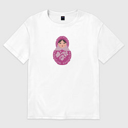 Женская футболка оверсайз Матрёшка в розовом