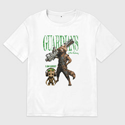 Женская футболка оверсайз Малыш грут и енот ракета из стражи галактики
