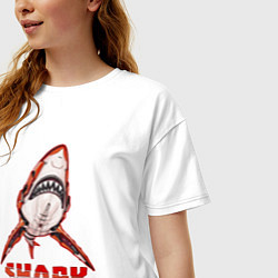 Футболка оверсайз женская Акула киборг, цвет: белый — фото 2