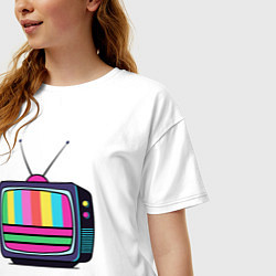 Футболка оверсайз женская Старый телевизор, цвет: белый — фото 2
